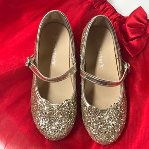 VGCarter’s Gold Glitter Butterfly Heels